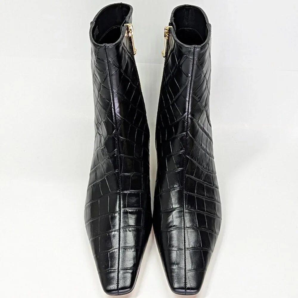 Michael Kors Women's Cosmo Croc-Embossed Kitten Heel Booties Size 7 (MSRP $175)